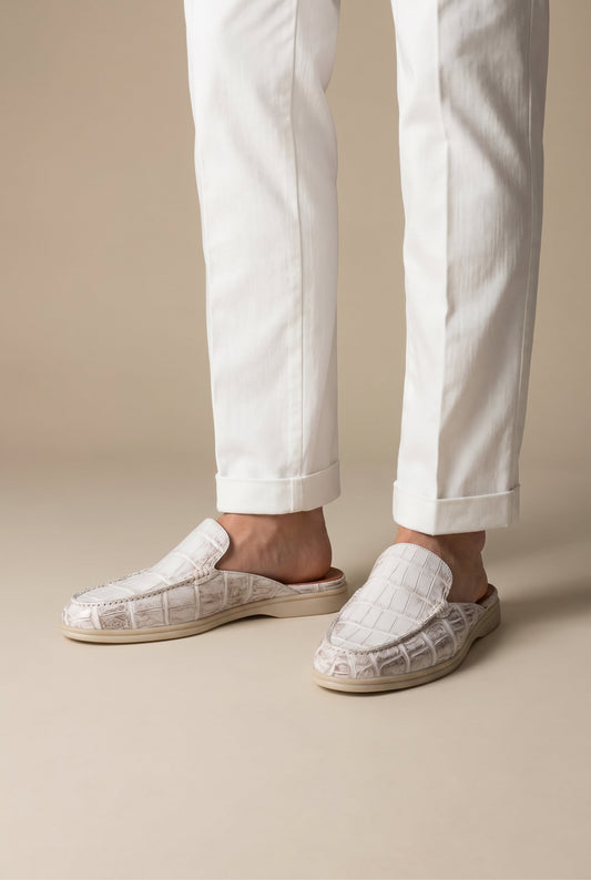 Yacht Mule i Premium Mocka – Vit