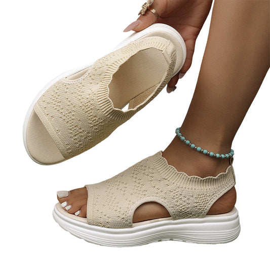 Sandalias de plataforma transpirables de punto para mujer: ligeras y cómodas