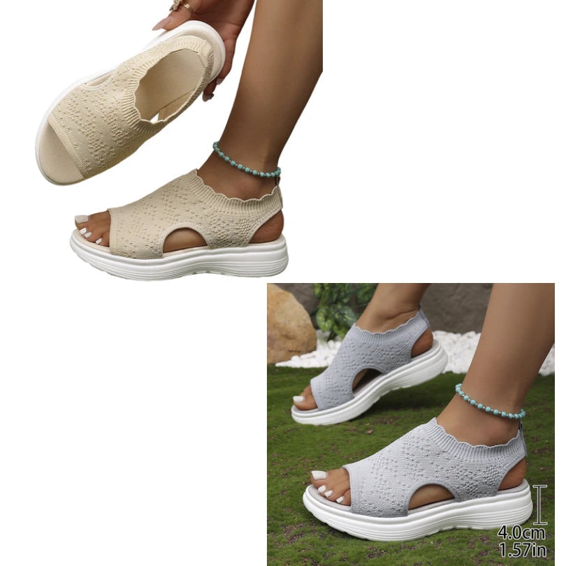 Sandalias de plataforma transpirables de punto para mujer: ligeras y cómodas
