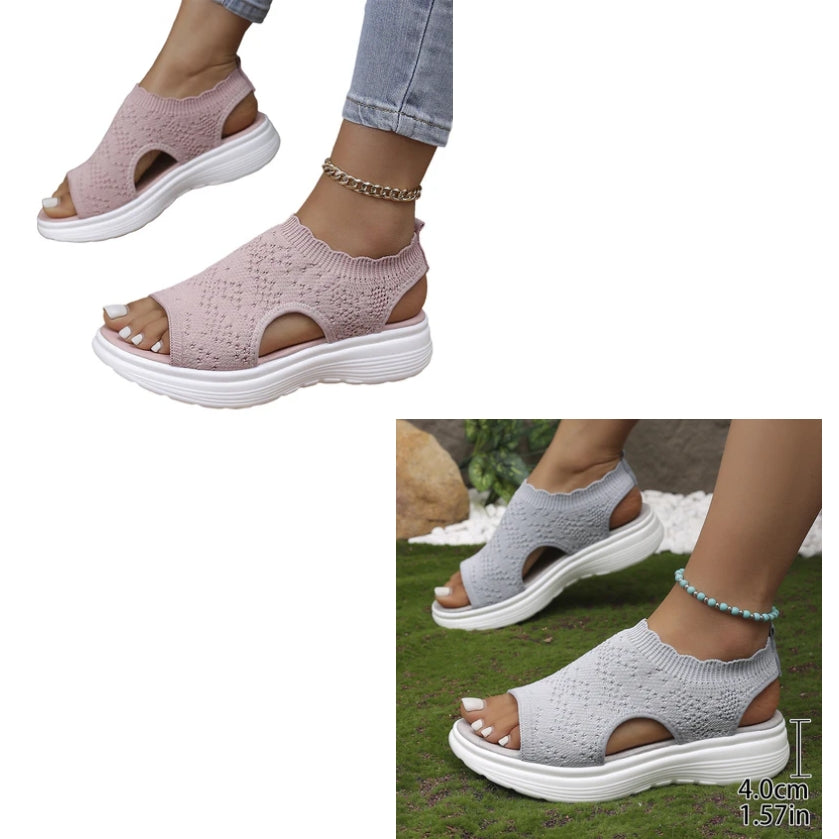 Sandalias de plataforma transpirables de punto para mujer: ligeras y cómodas