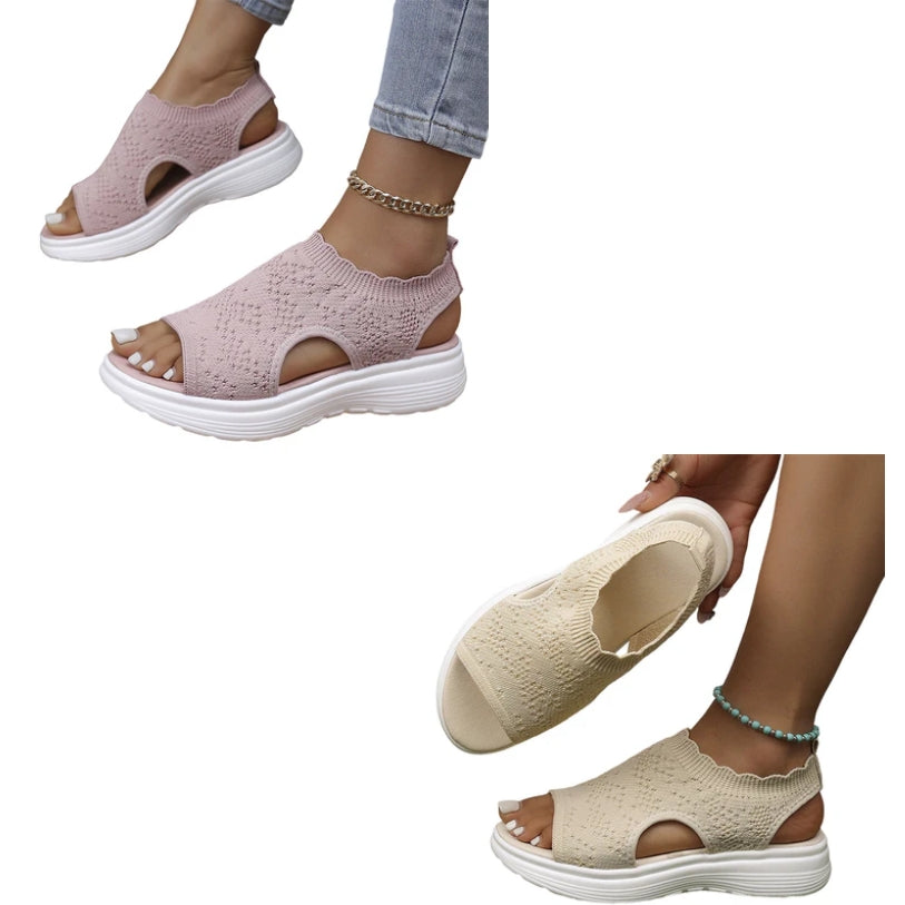 Sandalias de plataforma transpirables de punto para mujer: ligeras y cómodas