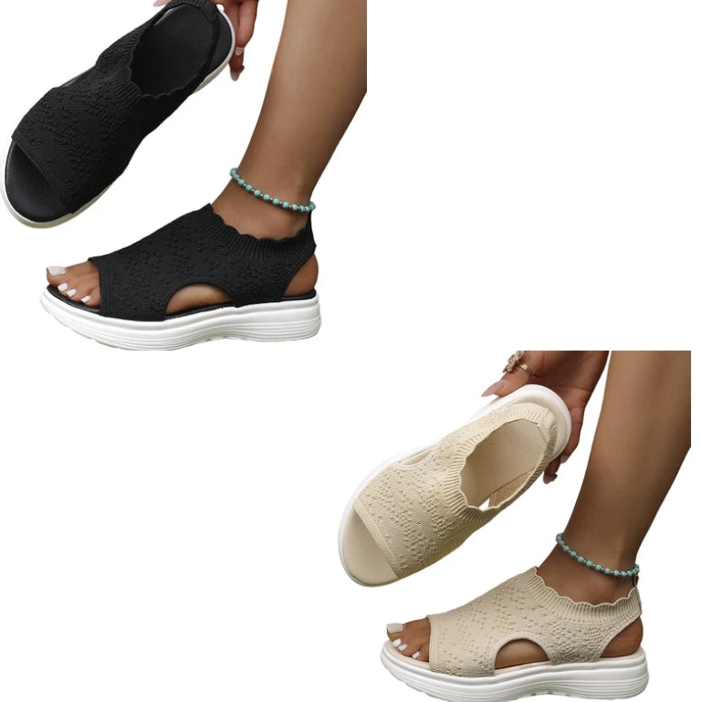 Sandalias de plataforma transpirables de punto para mujer: ligeras y cómodas