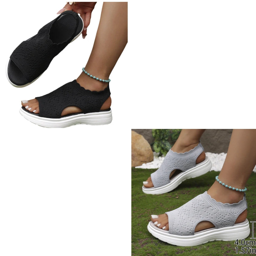 Sandalias de plataforma transpirables de punto para mujer: ligeras y cómodas