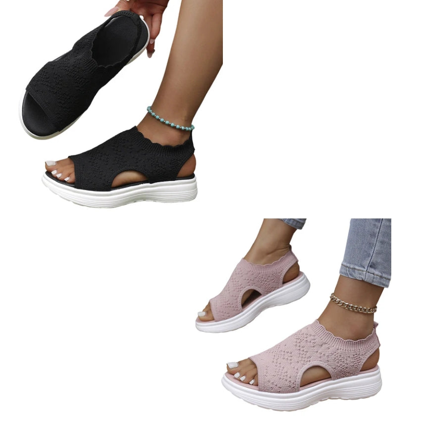 Sandalias de plataforma transpirables de punto para mujer: ligeras y cómodas