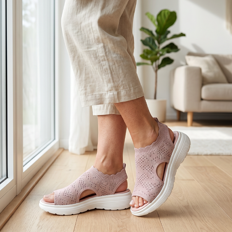 Sandalias de plataforma transpirables de punto para mujer: ligeras y cómodas