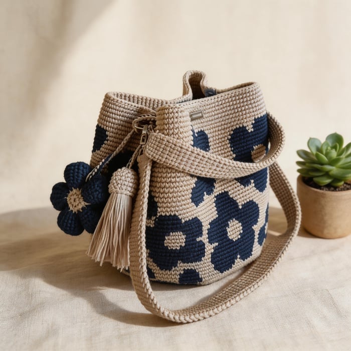 Bolso Tote Floral de Crochet Hecho a Mano🌼✨