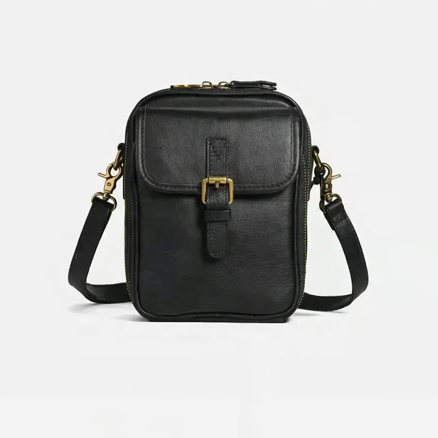 Bolso bandolera compacto de piel para mujer