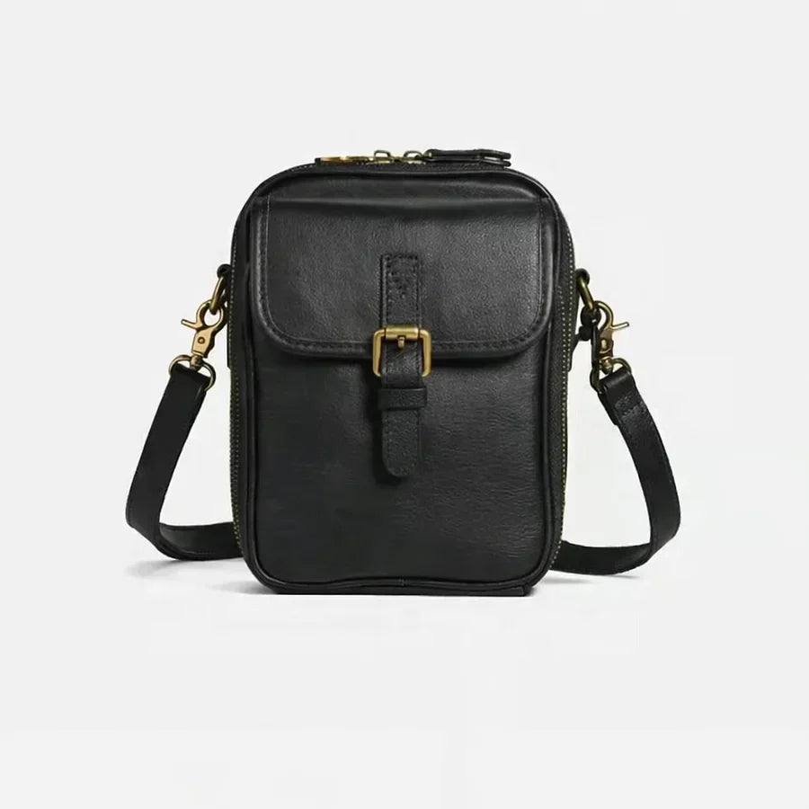 Bolso bandolera compacto de piel para mujer