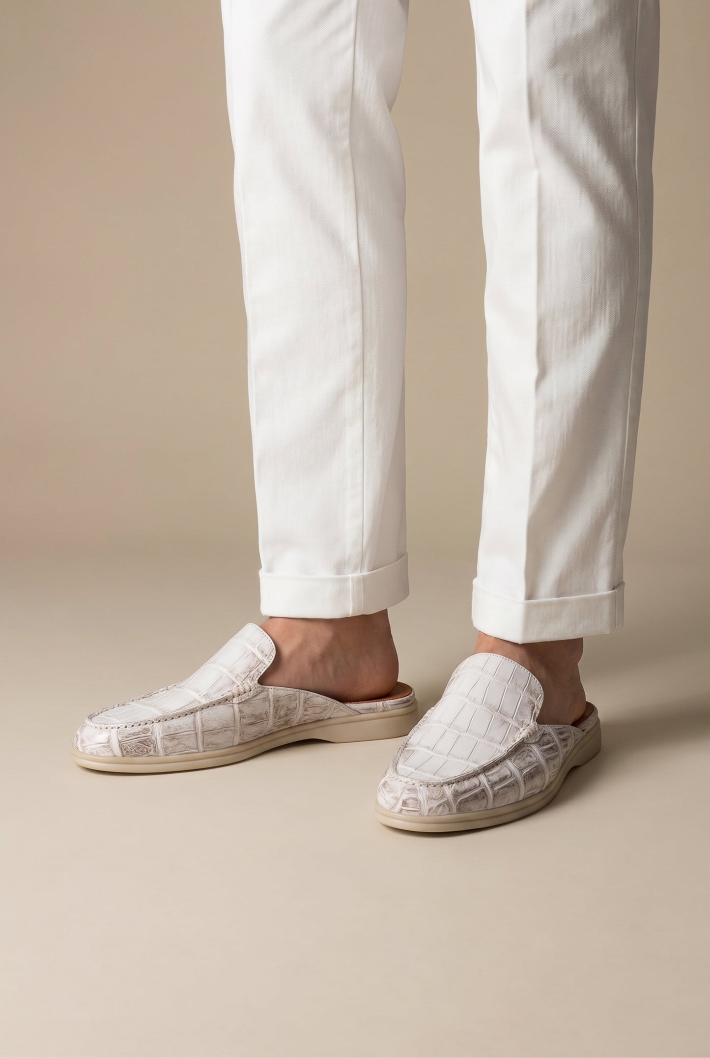 Yacht Mule i Premium Mocka – Vit