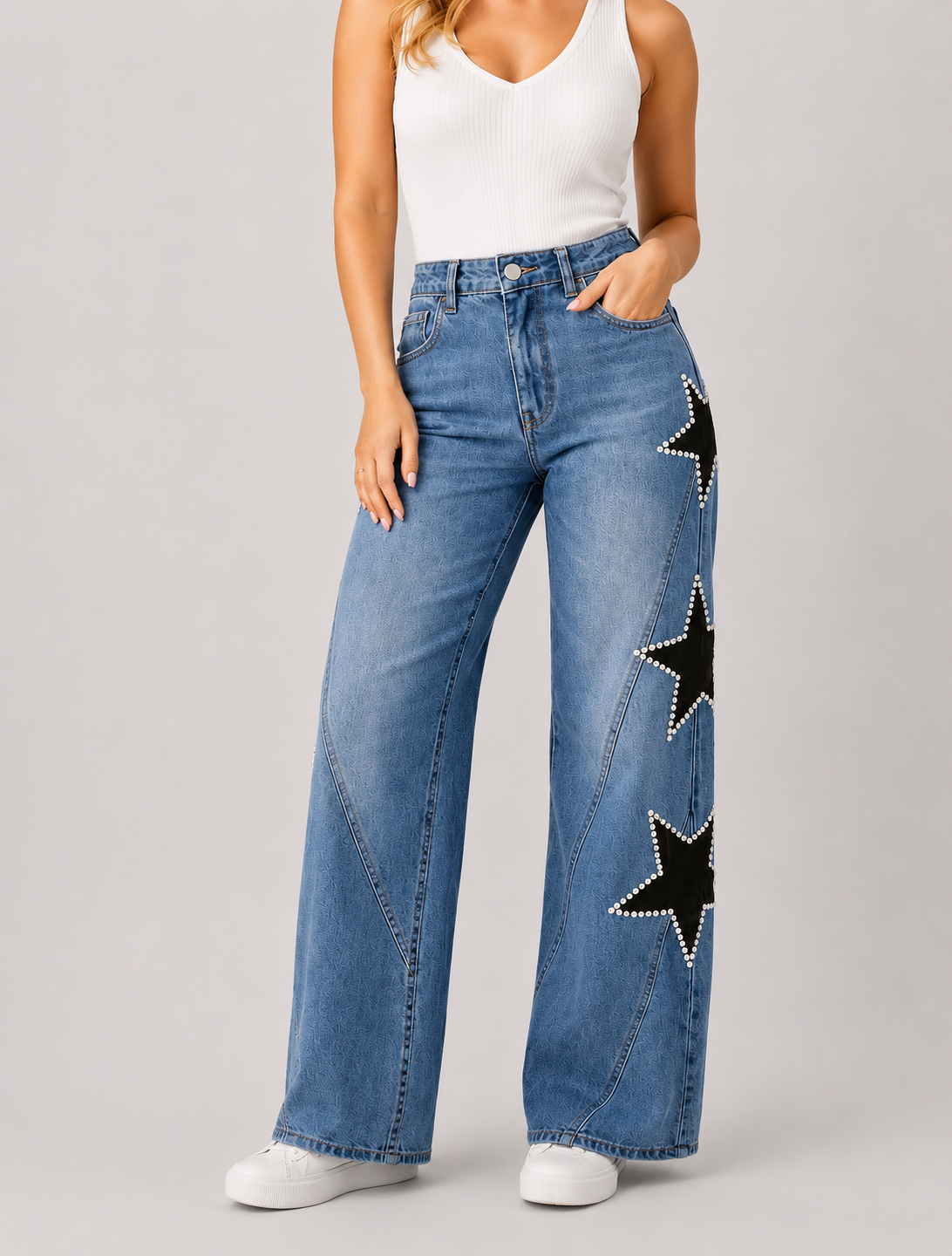 Jeans, casual, med stjärnor