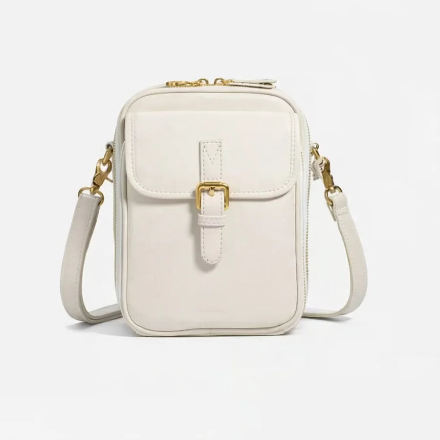 Bolso bandolera compacto de piel para mujer