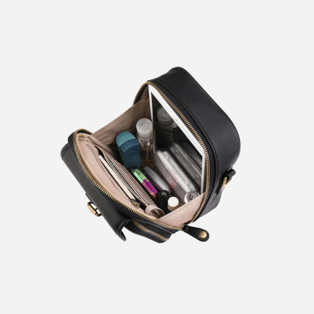 Bolso bandolera compacto de piel para mujer