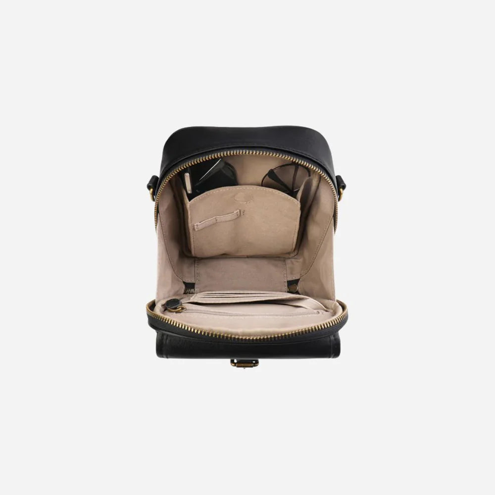 Bolso bandolera compacto de piel para mujer