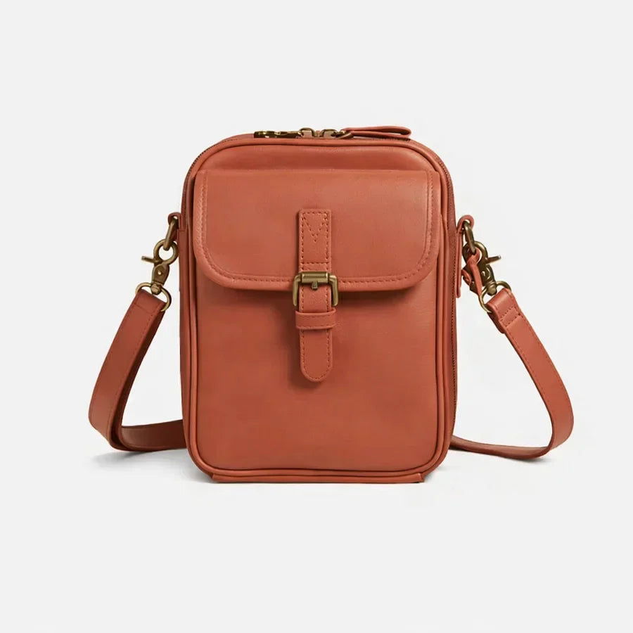 Bolso bandolera compacto de piel para mujer