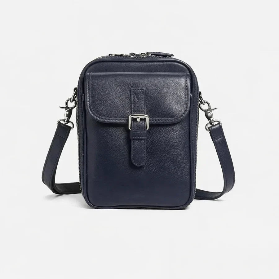 Bolso bandolera compacto de piel para mujer