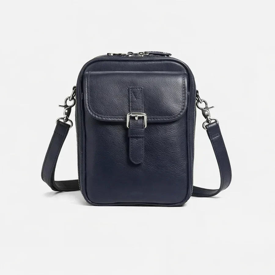 Bolso bandolera compacto de piel para mujer