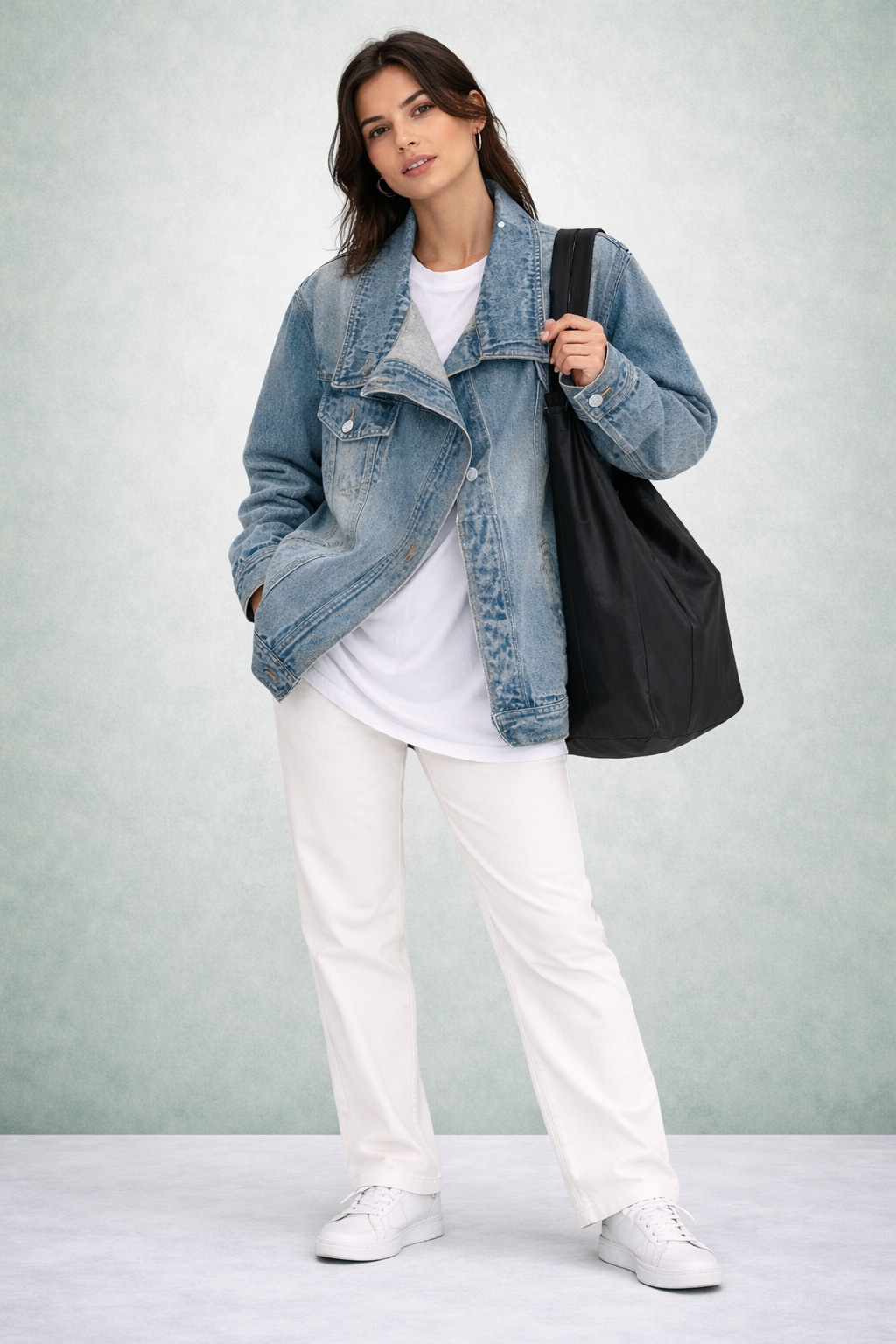 Asymmetrisk urban jacka med knappar