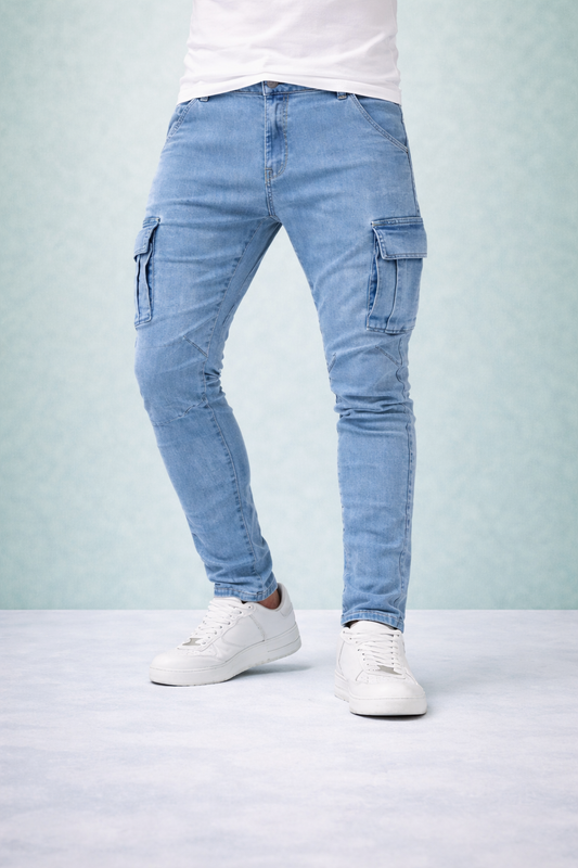 Pantalón Cargo Marino Elástico