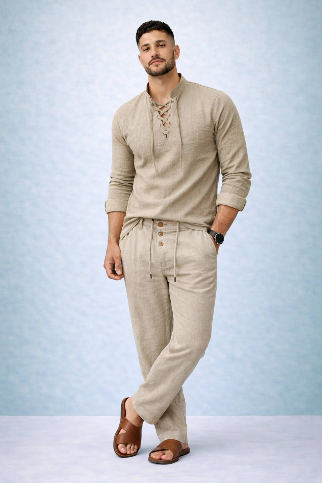 Conjunto Lino Cuello V Premium