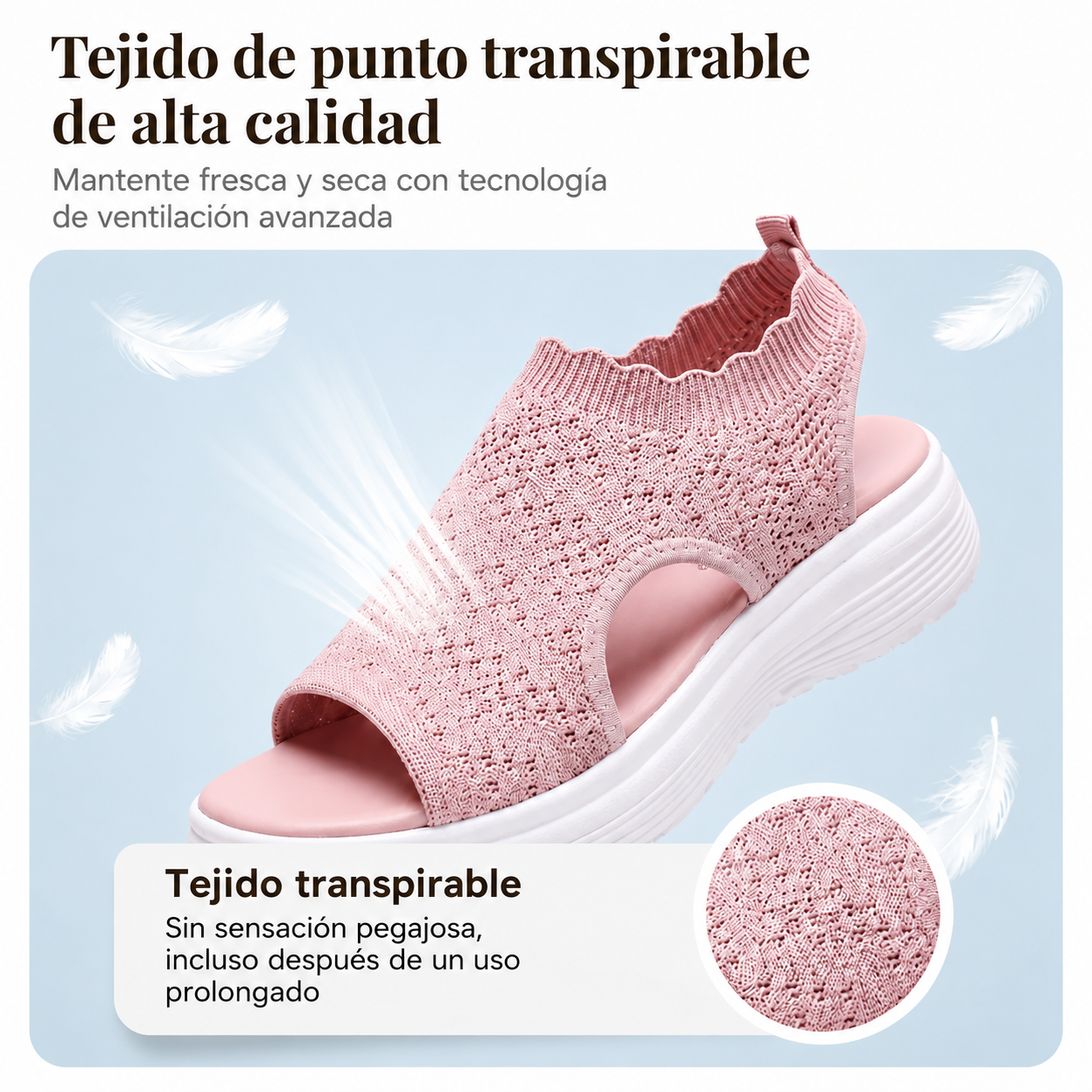 Sandalias de plataforma transpirables de punto para mujer: ligeras y cómodas