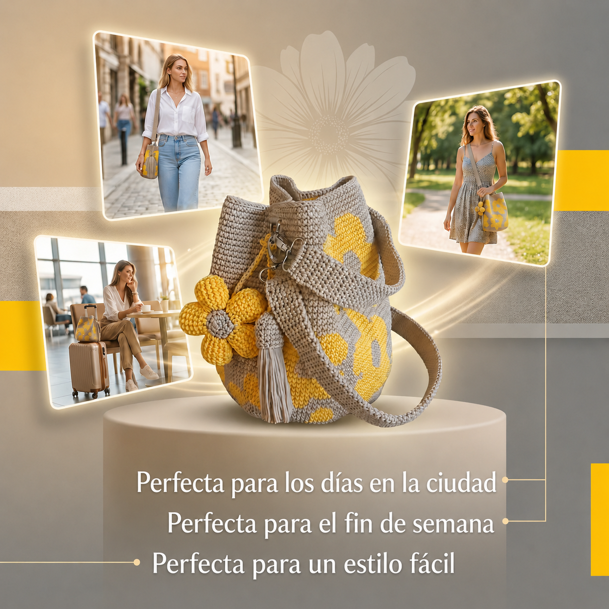 Bolso Tote Floral de Crochet Hecho a Mano🌼✨