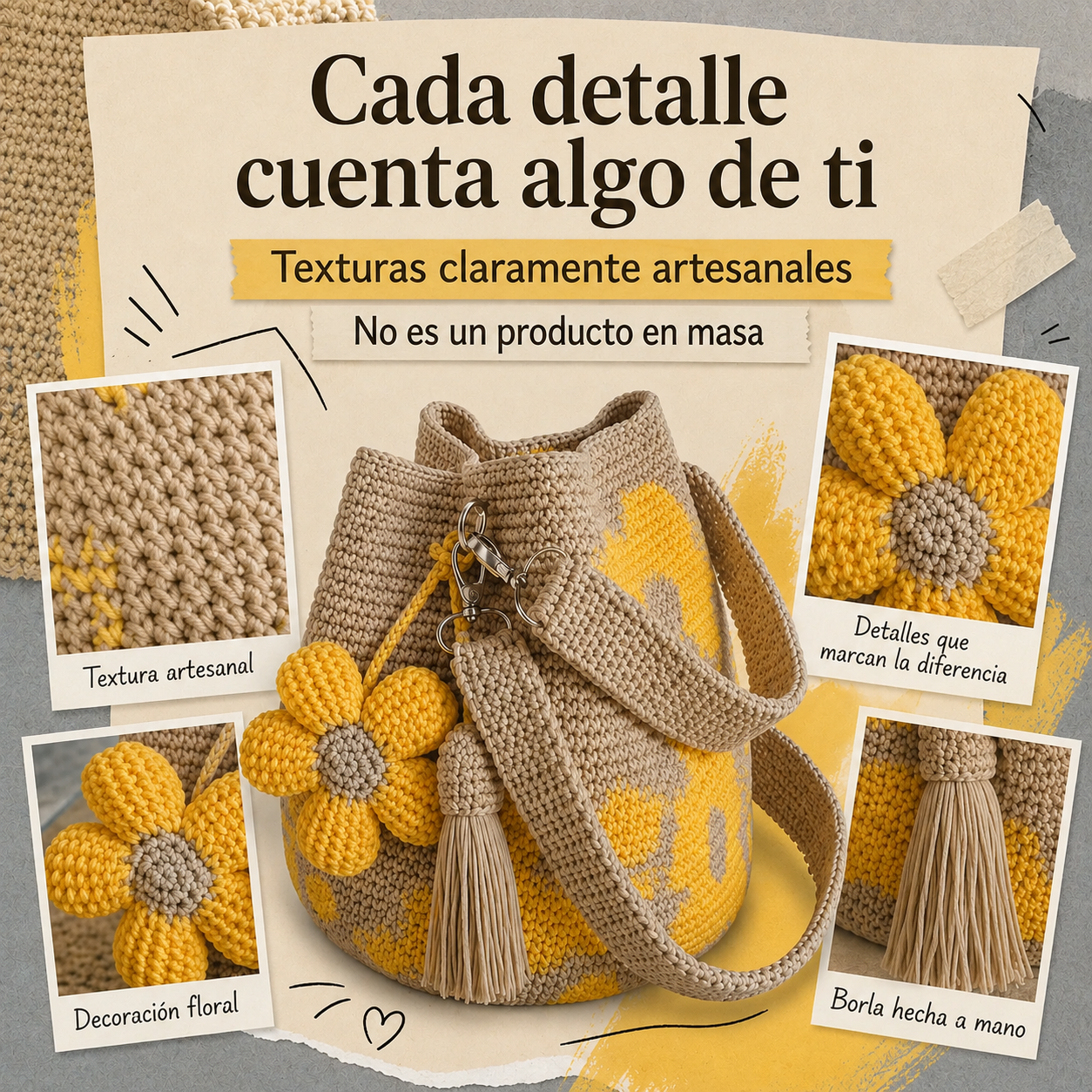 Bolso Tote Floral de Crochet Hecho a Mano🌼✨