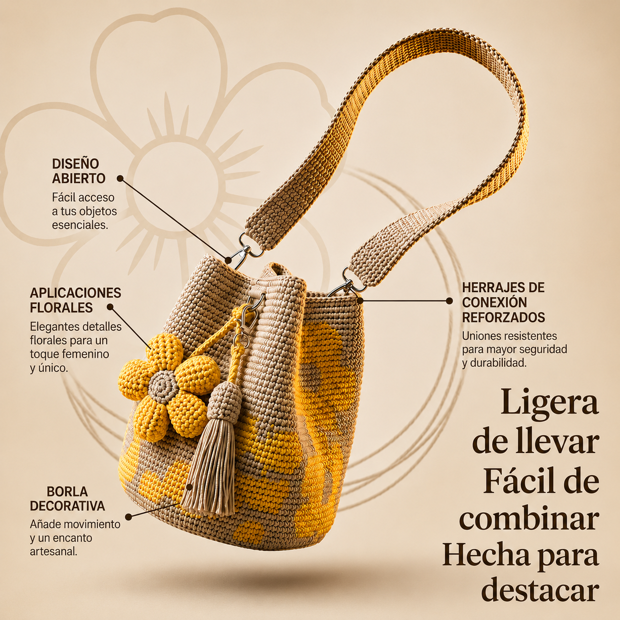 Bolso Tote Floral de Crochet Hecho a Mano🌼✨