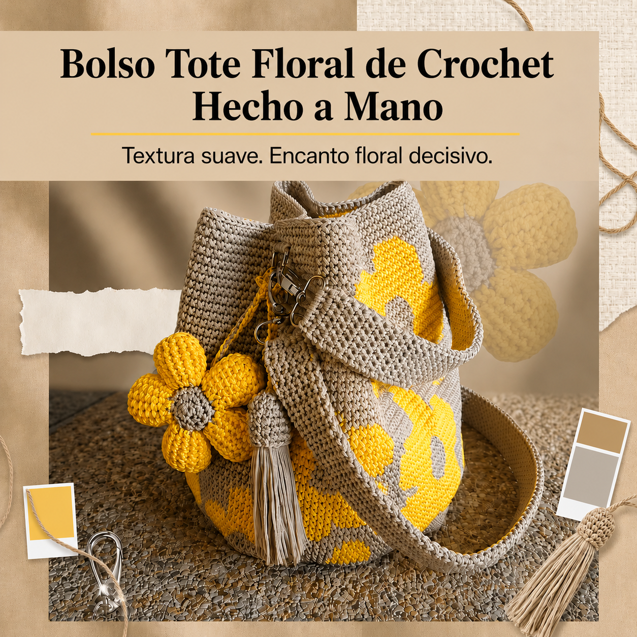 Bolso Tote Floral de Crochet Hecho a Mano🌼✨