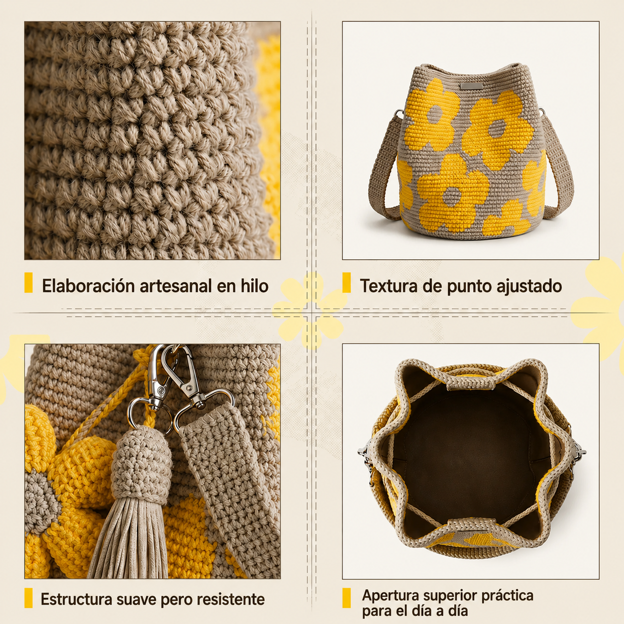 Bolso Tote Floral de Crochet Hecho a Mano🌼✨