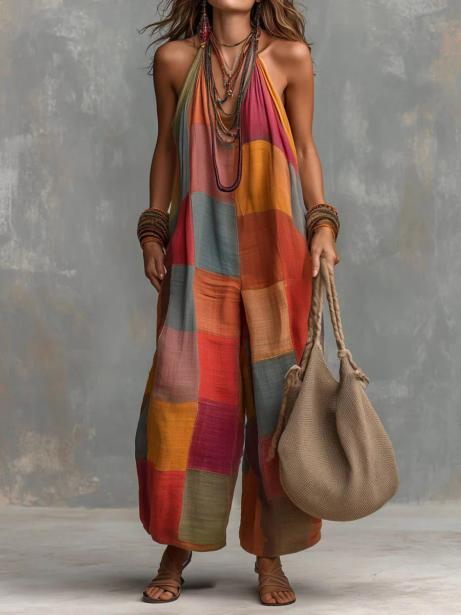 Patchwork™ – Bohemisk jumpsuit med lös passform