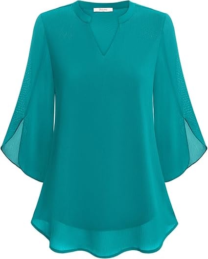 Chiffongblus med V-ringning