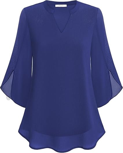 Chiffongblus med V-ringning