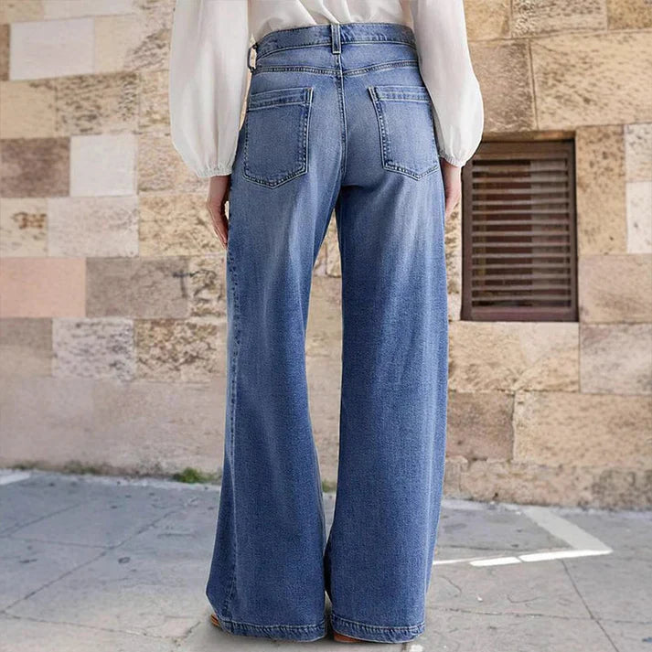 Jeans med hög midja och vida ben