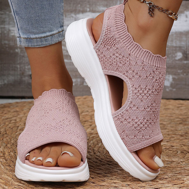 Sandalias de plataforma transpirables de punto para mujer: ligeras y cómodas
