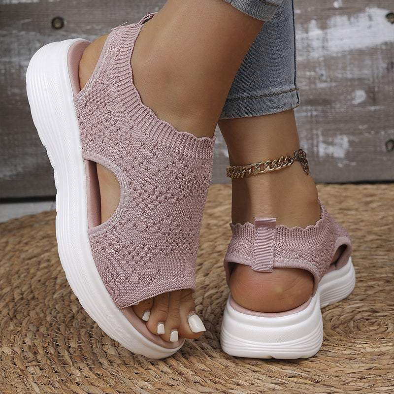 Sandalias de plataforma transpirables de punto para mujer: ligeras y cómodas