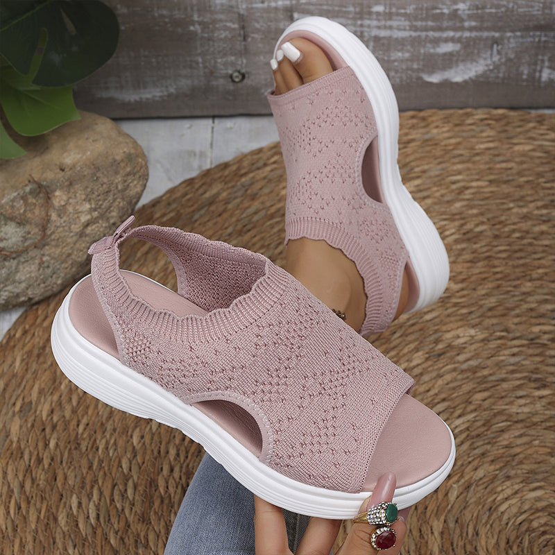 Sandalias de plataforma transpirables de punto para mujer: ligeras y cómodas