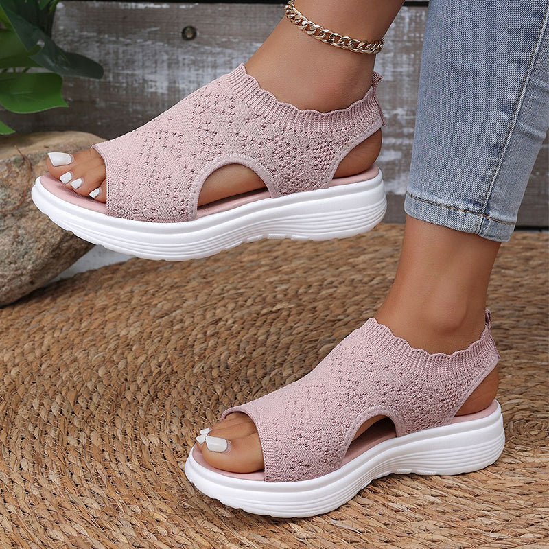 Sandalias de plataforma transpirables de punto para mujer: ligeras y cómodas