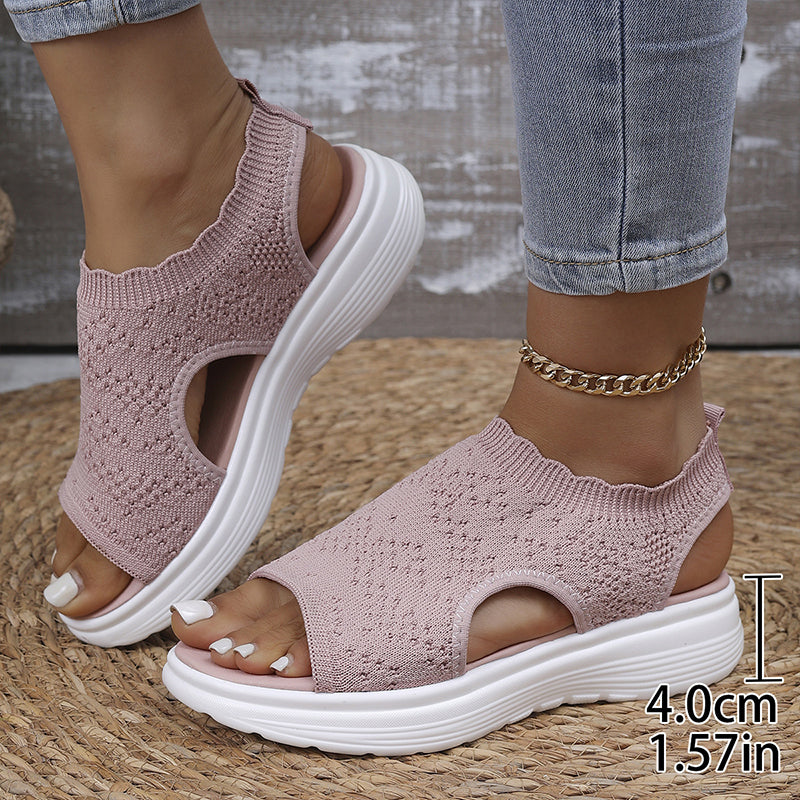 Sandalias de plataforma transpirables de punto para mujer: ligeras y cómodas