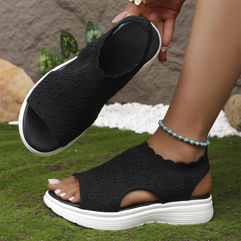 Sandalias de plataforma transpirables de punto para mujer: ligeras y cómodas