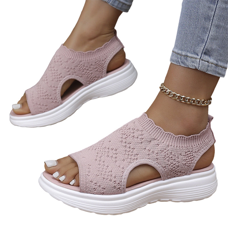 Sandalias de plataforma transpirables de punto para mujer: ligeras y cómodas
